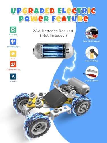 10 in 1 STEM Toys for 5 Year Old Boy, Building Toys for Kids Ages 4-8 5-7 6-8, STEM Engineering Construction Kit with Electric Motor, Educational Science Gift for 5 Year Old Boys - Thumbnail 2