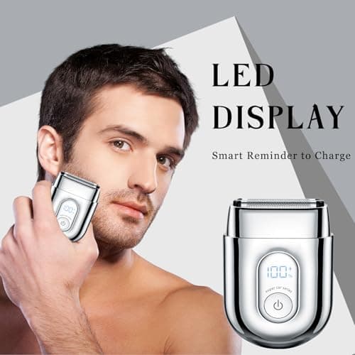 Electric Razor for Men, Electric Foil Shavers for Women,Mini Foil Shaver with Double Floating Blades, IPX7 Waterproof Wet/Dry Shaver, 90 Min Runtime, LED Display, Travel Lock, Gifts for Men&Women - Thumbnail 2