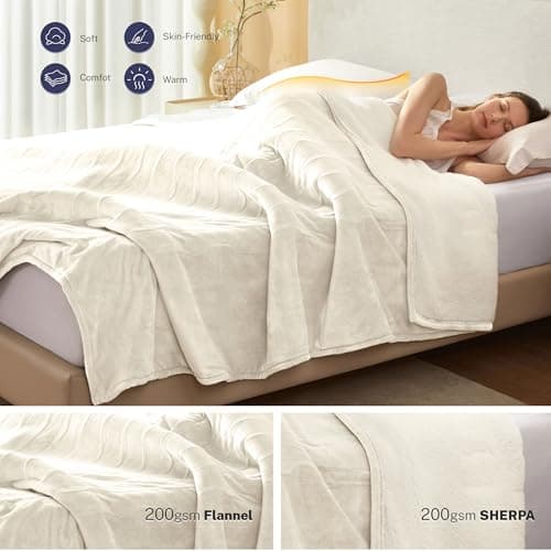 Thermylux Electric Blanket Full 72"x84" Heated Electric Blankets 10 Heating 12 Time Settings Levels 8 Hours Auto Off Fast Heating and Overheat Protection ETL Certified Machine Washable,Ivory - Thumbnail 3