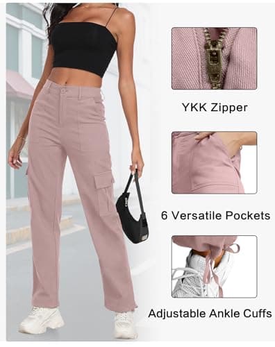 Plus Sized Y2K Wide Leg Cargo Pants for Women High-Waist Hiking Trousers with Drawstring Casual Baggy Pants 2025 - Thumbnail 4