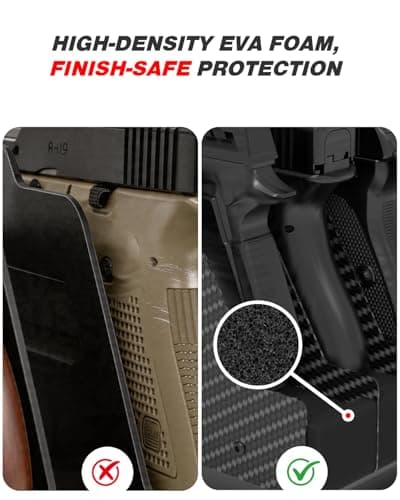 Shapakine Real Carbon Fiber 6-Slot Pistol Rack for Gun Safe - Ultra-Lightweight & Rigid Handgun Organizer - Premium EVA Foam Anti-Scratch Firearm Holder for Cabinet & Display Gun Storage Solutions - Thumbnail 3