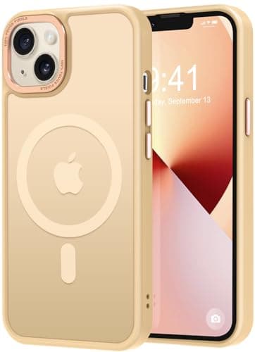 Thomo Strong Magnetic for iPhone 13 Case & iPhone 14 Case [Compatible with Magsafe] Translucent Matte Slim Shockproof Women Girl Anti-Fingerprint Protective Case for iPhone 14/13 6.1", Light Gold - Image 1
