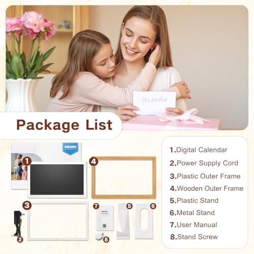 EMOLENDAR Digital Calendar,15.6 Inch Smart Wifi Electronic Calendar with Wooden Frame, Full HD Touchscreen Display Picture Frame Calendar for Family Mom Schedules Planner Organizing-Wall & Desk Mountable - Thumbnail 6