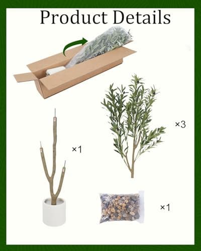 Sillaff Olive Tree 8FT Fake Tree Faux Plants Indoor with Pot Artificial Tree Nearly Natural Olive Branches and Fruits for Living Room Home Office Decorations - Thumbnail 5