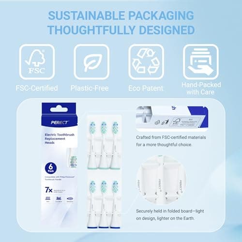 PERECT Sonicare Replacement Heads Compatible with Philips Sonicare, Toothbrush Heads for Click-On Handles, Fits C2 C3 G2 4100, Optimal Gum Care Soft Replacement Heads for Sensitive Teeth, 6 Pack - Thumbnail 5
