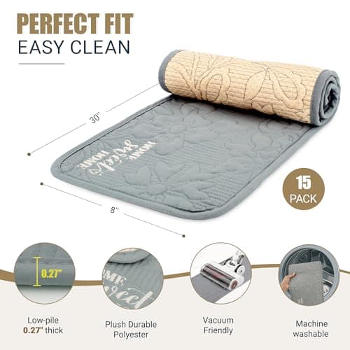 Soft Stair Treads 8x30, Plush Cotton Cushioned Carpet for Hardwood Floors, Non-Slip Silicone Backing No Adhesive, Quiet Safety Mats for Kids & Pets, Machine Washable-Blue - Thumbnail 6