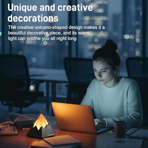 Yinken Night Light,Creative Volcano Night Light,Rechargeable Bedside Lamp with Timer,Cool Room Decoration for Kids Bedroom - Thumbnail 3