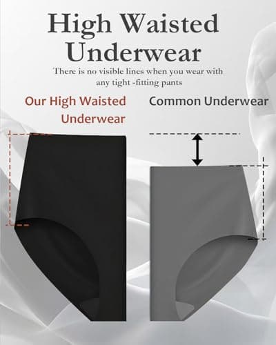 Ailongcity Womens Underwear High Waist No Show 7 Pack Panties Seamless Full Coverage Briefs Silky Stretch (US, Alpha, Small, Regular, Regular, Black/Orange/Purple/Marron/Green/Coffee brown/Nude) - Thumbnail 3