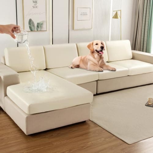 UWWGKK Waterproof Couch Covers, Stretch Couch Covers with Dirt-Resistant for Sectional Sofa,L Shape Sofa,Waterproof White Small Single Seat(1 Pcs) - Image 1