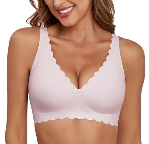 Xcutting Pink Wireless Deep V Sports Bra with Medium Support (Small) - Image 1