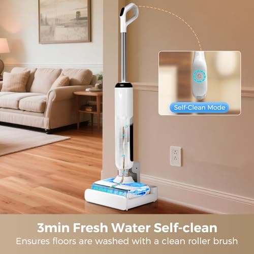 BROBIG Wet Dry Vacuum Mop - Self-Cleaning Floor Washer with 180°Lie-Flat & 0 Hair Tangle, Self-Propelled Edge Cleaning, 60Min Runtime, Designed for Pet Hair, Kids' Spills & Daily Household Cleaning - Thumbnail 4