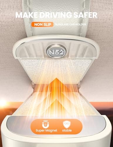 JOYROOM Sunglass Holder for Car Magnetic Visor Sunglasses Holder Clip (White) - Thumbnail 5