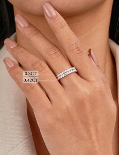 IMOLOVE Moissanite Wedding Band for Women, 0.3CT D Color VVS1 Moissanite, Half Eternity Band, Stackable Promise Ring for Engagement, Anniversary, Proposal Size 8 - Thumbnail 6