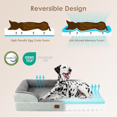 EHEYCIGA Orthopedic Dog Bed for Small Dogs, Waterproof Memory Foam Small Dog Beds with Sides, Non-Slip Bottom and Egg-Crate Foam Medium Pet Couch Bed with Washable Removable Cover, Greyish Green - Thumbnail 4