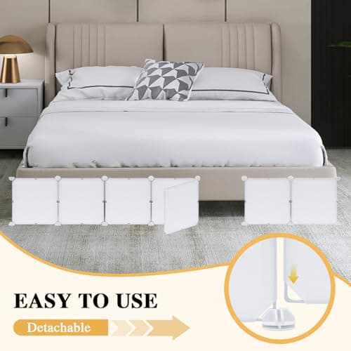 11.8" H x 248" L in Total Under Bed Blocker for Pets, Adjustable Length Bed Blockers for Under Bed, Under Beds Blocker Stops Pets Sneaking Under, Fits Queen, King Bed Three Sides, White - Thumbnail 5