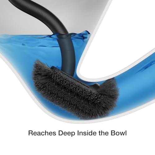 Wooden Toilet Bowl Brush, Diveotree Toilet Brush and Holder for Dead Corner Cleaning Wall Mounted Toilet Cleaner Brush for Bathroom Decor, Toilet Scrubber Brush for RV Bathroom (Black) - Thumbnail 2
