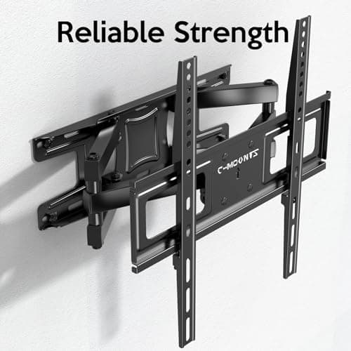 C-MOUNTS Full Motion TV Wall Mount Bracket with Articulating Dual Arm Swivel and Tilt fit 26 to 65 Inch Flat Screen TVs,Max VESA 400X400 and 110lbs,Fits up to 16" Studs - Thumbnail 2