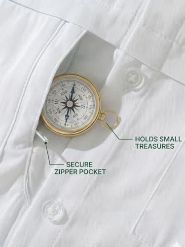 Funnycokid Boys Dress Shirts Button Down Short Sleeve Size 14 13 Teen Beige Casual Cotton Woven with 3 Pockets - Thumbnail 5