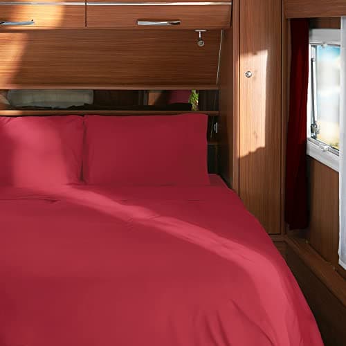 Mellanni RV Short Queen Sheets - 4 PC Iconic Collection Bedding - Hotel Luxury, Extra Soft, Cooling Bed Sheets - Deep Pocket up to 10 inch (RV/Short Queen, Brick Red) - Image 1