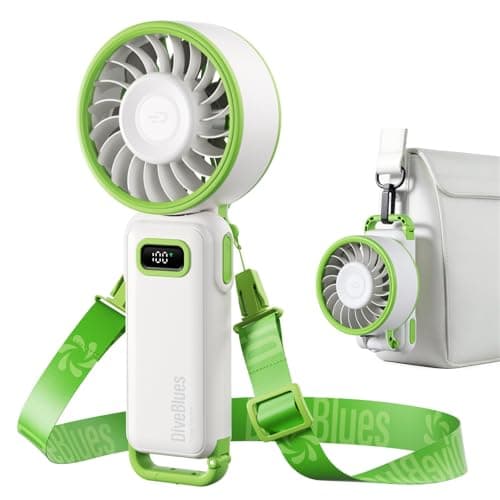 Diveblues Portable Turbo Fan, 7.4m/s High Speed Handheld Fan, 180° Foldable 4-in-1 Personal Neck Fan with Carabiner Clip, 100 Speed Stepless Control, USB-C Rechargeable for Travel, Makeup Hot Flashes - Image 1