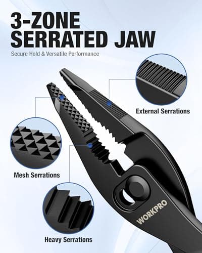 WORKPRO 4.5 Inch Long Nose Slip Joint Pliers, Small Pliers for Tight Spaces - Thumbnail 4