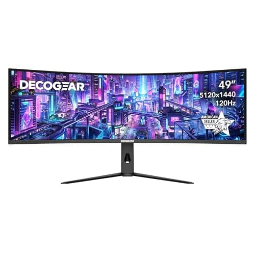 Deco Gear DGSKY49 49" Curved Ultrawide 32:9 R1000 Monitor | 5120×1440 Dual QHD | 120 Hz | USB-C 98 W PD | Adaptive Sync | HDR | KVM | PIP/PBP | DisplayPort 1.4 | HDMI 2.1 | Height Adjustable - Image 1