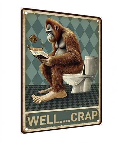 Carastora Funny Metal Tin Sign - "WELL CRAP" with Sarcastic Quote - 8x12 Inch Vintage Bathroom Wall Decor, Perfect for the home, cafe, bar or guest restroom.