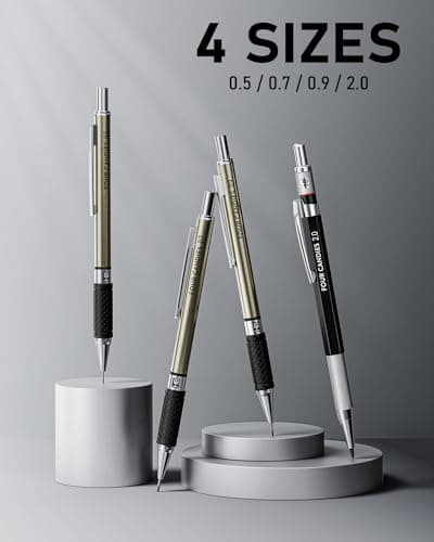 Four Candies 25PCS Art Mechanical Pencil Set with Case, 3PCS Metal Artist Lead Pencil 0.5, 0.7, 0.9 mm & 3PCS 2mm Holder (HB 2H 2B 4B Color) with 432PCS Graphite Lead Refills for Drawing Sketching - Thumbnail 6