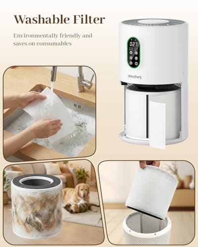 Air Purifiers for Home Large Room 1650 Ft² with Washable Filters, WESTHEY H13 HEPA Air Purifier with Fragrance Flowing Ambient Light Auto, Air Cleaner for Wildfire Smoke Dust Pollen Pets Hair Odor - Thumbnail 3