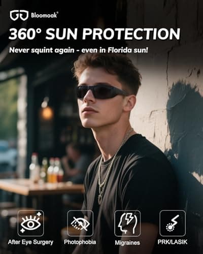 Bloomoak CAT 4 Super Dark Sunglasses | UV 400 | For Photophobia & Eye OPS & Light Sensitivity | Wraparound with Side Protection for Men & Women - Thumbnail 5