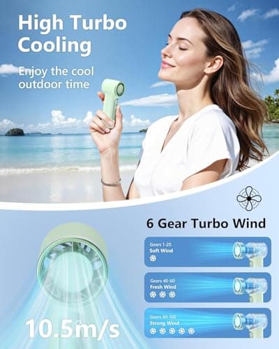 AGEYOU Portable Handheld Fan,4000mAh Rechargeable Turbo Personal Mini Fan,Pocket Design for Travel,Concerts,Sports Games,Camping,Hiking,Best Gifts for Women in Summer - Thumbnail 3