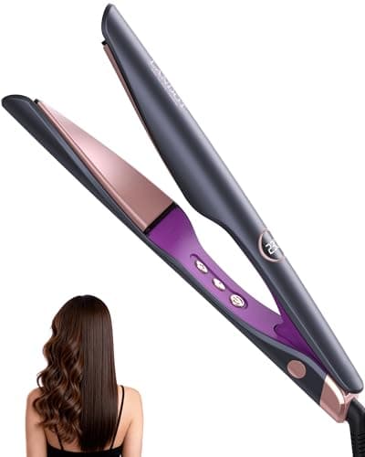 LANDOT 2-in-1 Hair Straightener Curling Iron - Twist Floating Plates for Curl & Straight, Anti-Frizz & Tangle-Free, Dual Voltage Adjustable Temp 250-450°F for All Hair Types - Image 1