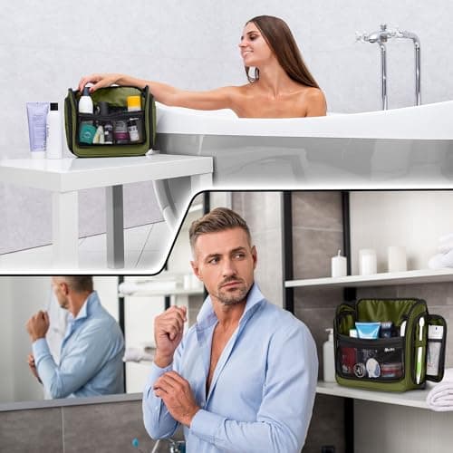 Travel Toiletry Bag for Men and Women - (10.6”x10.6”x3.2”) Large Hanging Toiletry Organizer - Waterproof Hygiene Bag with Metal XXL Swivel Hook, with Sturdy Zippers and 19 Compartments for Toiletries - Thumbnail 3