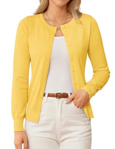 GRACE KARIN Yellow Cardigan Sweaters for Women Lightweight Button Down Long Sleeve Spring Cardigans Jackets Clothes 3XL - Image 1