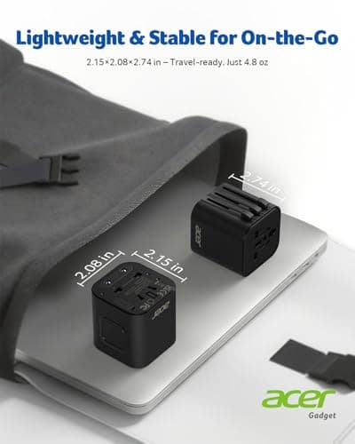 Acer US to Europe Plug Adapter, Universal Travel Adapter, International Power Adapter for USA to Europe UK France Germany Spain Ireland Australia (Type C/G/A/I),Black - Thumbnail 4
