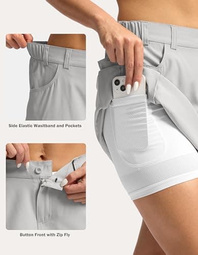 G GRADUAL Women's Skort 5 Pockets Cargo Skirt Golf Skirts Skorts for Women Casual Summer Hiking, Bright Grey, X-Small - Thumbnail 4