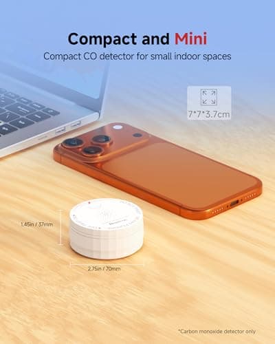 Heiman Smart Carbon Monoxide Detectors, Real-Time Notifications, 2.4 GHz Wi-Fi, UL 2034 5th Certified, CO Detector Battery Powered, 85 dB Alarm, Small CO Alarm for Home Hotel Rental Apartment/C1-W - Thumbnail 5