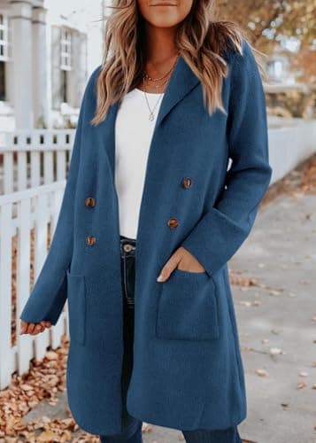 KIRUNDO Cardigan Sweaters for Women 2026 Fall Open Front Knit Sweater Jackets Business Casual Long Coatigan Winter Clothing(Dark Blue, Large) - Thumbnail 5
