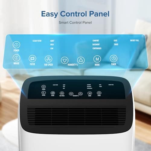 KISSAIR 80 Pint Dehumidifier for Basement and Home, Covers up to 4,500 Sq. Ft Rooms, High-Efficiency Compressor Dehumidifier with Drain Hose and 1.05 Gallons Water Tank, Auto Shut-Off, 24HR Timer - Thumbnail 3