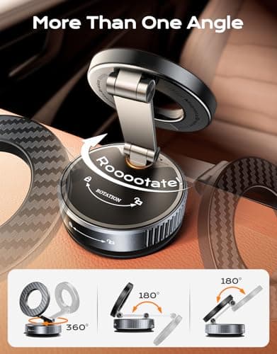 Viccux 2026 Upgraded Vacuum Magnetic Phone Holder for Car [89LB Vacuum Suction+2400GF Strong Magnetic] 360° Adjustable Car Phone Holder for MagSafe,Dashboard Suction Cup Phone Mount for iPhone 17/16 - Thumbnail 4