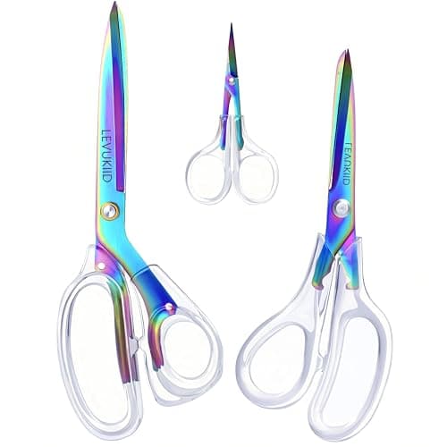 scissors all purpose, Titanium Coated Blades and Ergonomic Clear Handle, Clear Scissors For Office Desk, Modern Design for Craft, Sewing, fabric,Office/Color - Image 1
