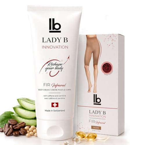 Lady B Firming Body Lotion with Caffeine & Shea Butter – 200mL Swiss-Made Cream + Italian FIR Short Tights – 2-in-1 System for Smoother, Tighter Skin & Cellulite Reduction – Oeko-Tex Certified - Image 1