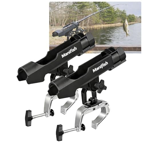 2 Pack Fishing Rod Holders for Kayak & Boat, 360° Swivel Clamp Rod Holder with Enlarged Base, Fits Round Square Tubes, Jon Boat, Canoe, Fishing Accessories - Image 1