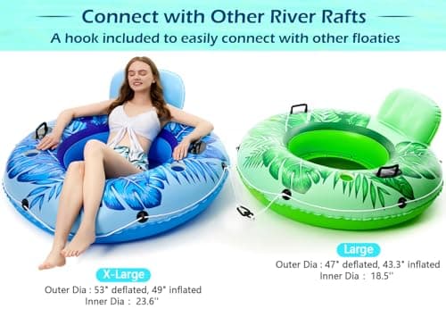 Jasonwell Inflatable River Tube Float - Heavy Duty River Float Pool Floats Lake Premium Water Tubes for Floating Recreational River Raft Lounge Floaties with 2 Cup Holders for Adult - Thumbnail 5