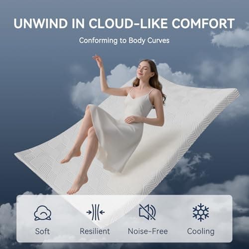 ELEMUSE 3 Inch Twin XL Memory Foam Mattress Topper, College Dorm Room Essentials, Gel Foam Bed Topper with Washable Cover, Non-Slip Back to School Bedding, CertiPUR-US - Thumbnail 5