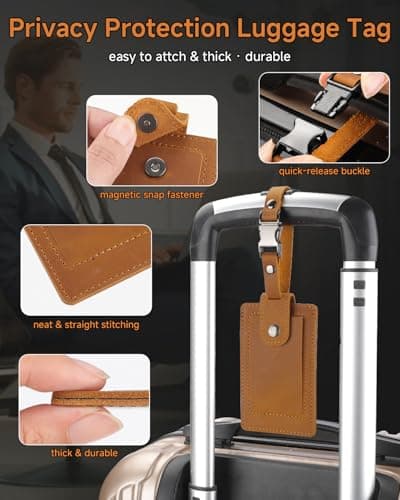 Teskyer Leather Gifts for Men, Premium Leather Gift Set with Slim Wallet, Travel Luggage Tag & Car Keychain, Elegant Gift Box for Father's Day, Birthday, Anniversary, Retirement & Graduation - Brown - Thumbnail 6