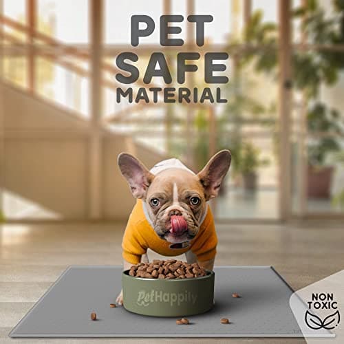PetHappily Dog Food Mat - Raised Edges Dogs Mat for Food and Water Prevent Spill, Waterproof Cat Food Mats Protect Floors, Easy Clean Dog Bowl Mats for Food and Water, Silicone Pet Feeding Placemats - Thumbnail 3