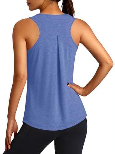 3rd hill Workout Tank Tops for Women Racerback Sleeveless Yoga Top Loose Fit Gym Shirt Running Athletic Tanks Blue XL - Image 1
