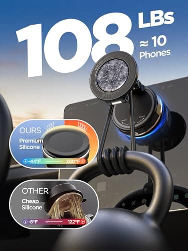 ETODBUWS Upgraded Vacuum Magnetic Car Phone Holder for MagSafe[108+LBS Strongest Suction & 3000gf Strongest Magnetic],360° Adjustable Suction Cup Phone Mount for Car,Gym,Mirror,Men Women-Black - Thumbnail 4