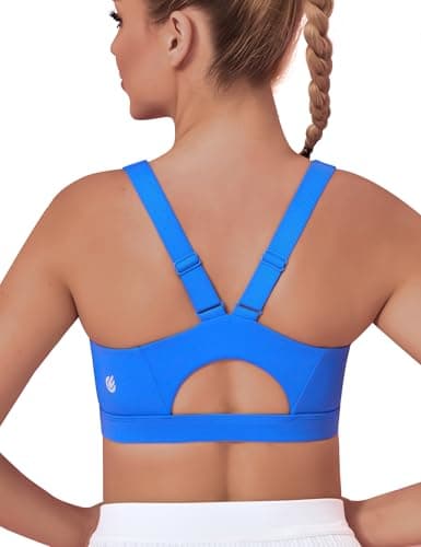 Cordaw Sports Bras for Women High Support, Adjustable Straps High Impact Workout Yoga Bra with Sewn-in Pad Electric Blue XL - Image 1